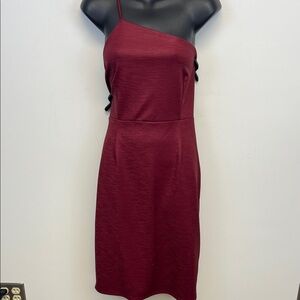 Charlotte Russe Deep Red One shoulder halter spaghetti strap Midi Dress Size XL